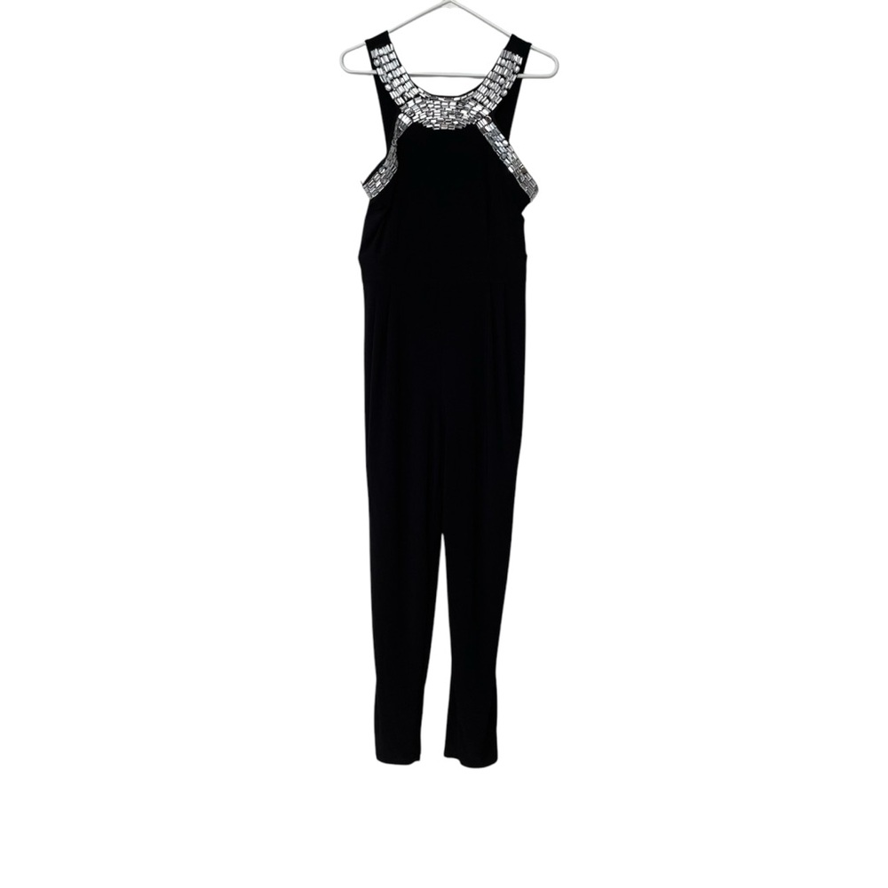 Venus size L, black jumpsuit with jeweled neckline